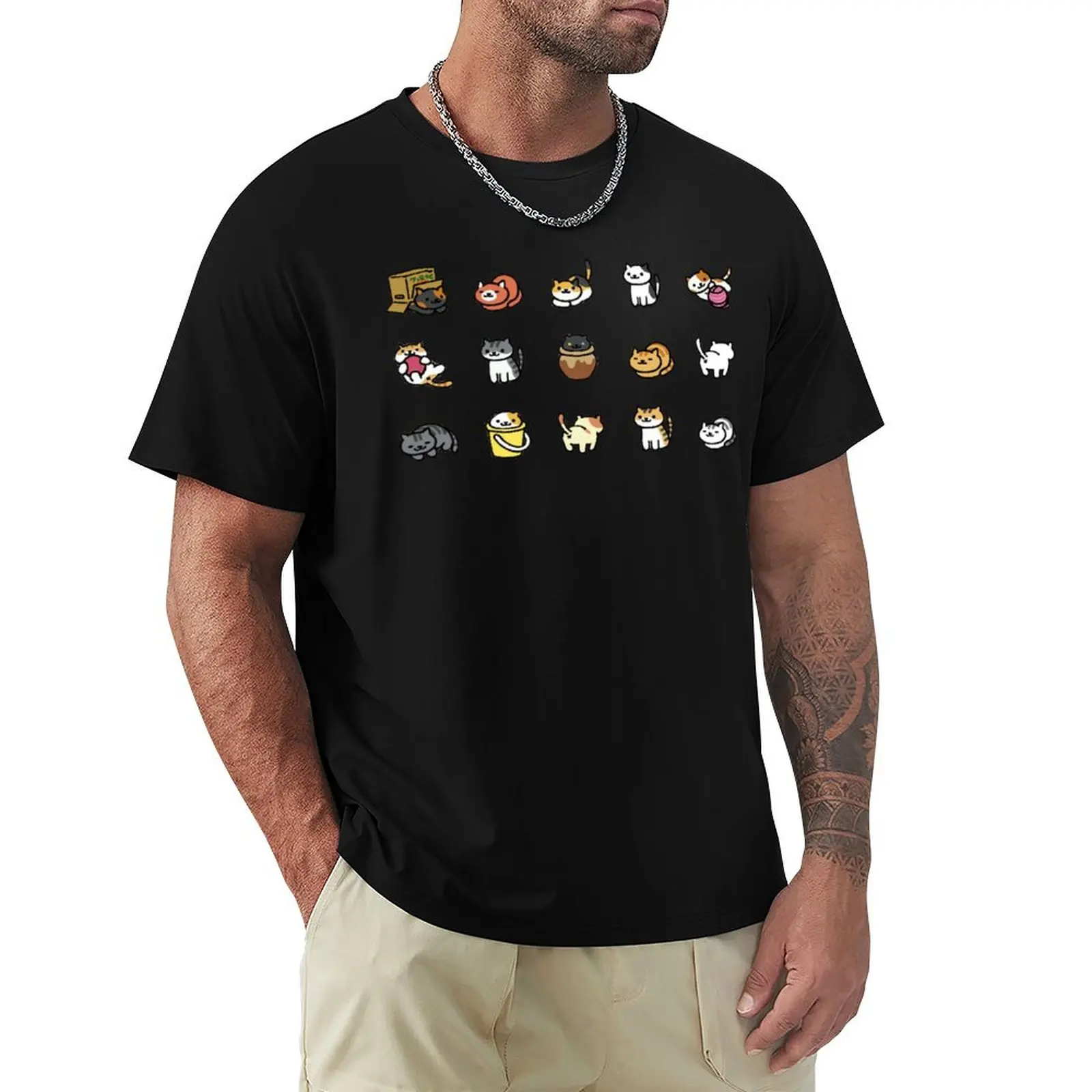 Neko Atsume T-Shirt anime customs design your own boys whites men clothing