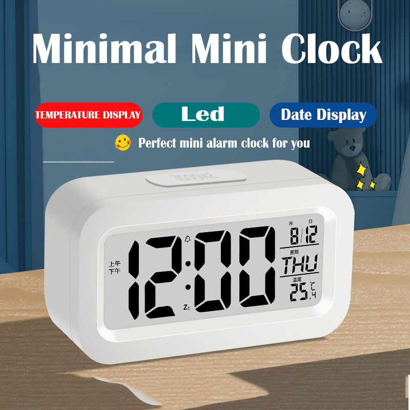 LED Digital Alarm Clock Snooze Function Data Time Calendar Temperature Display Desktop Alarm Clocks Bedroom Desktop Decor