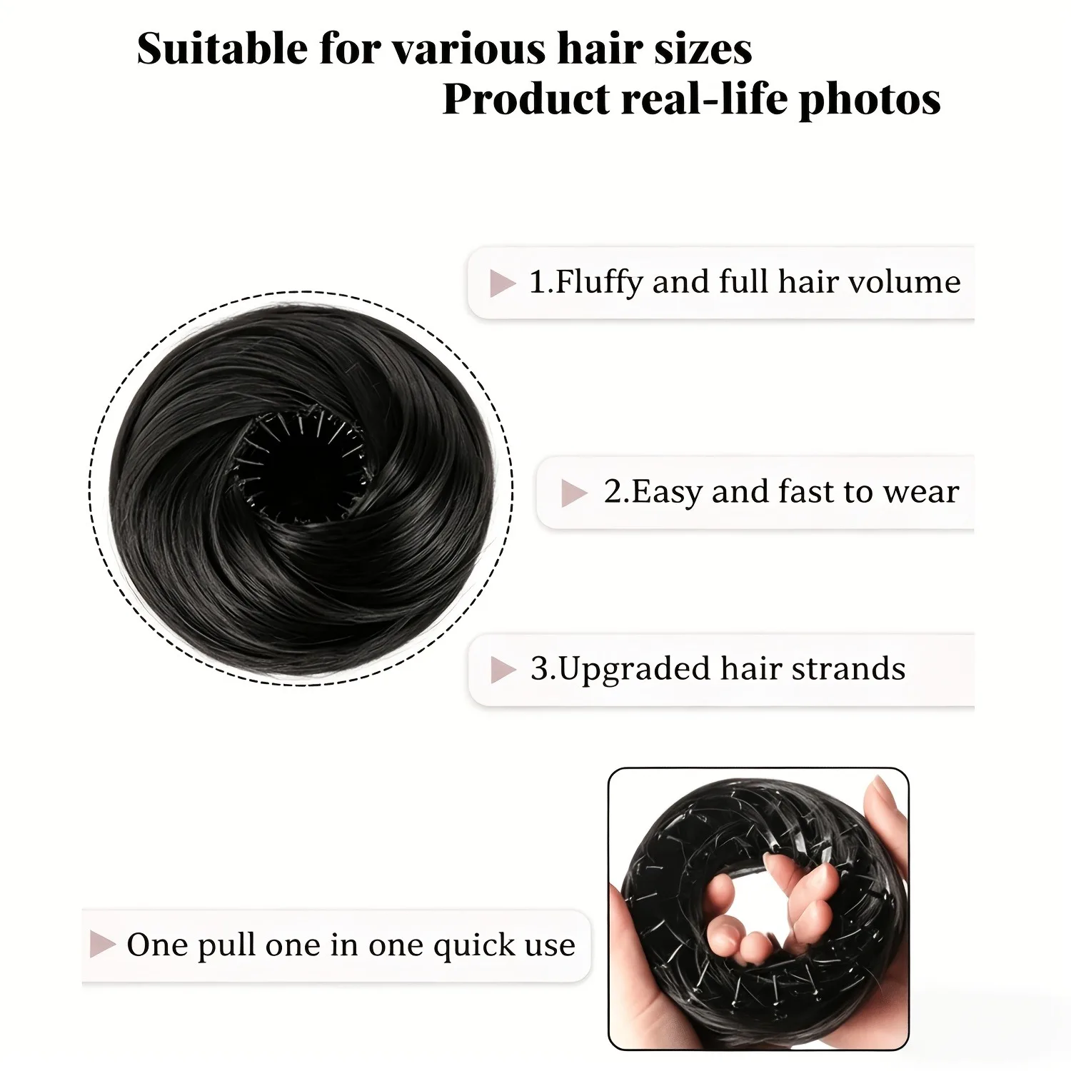 Chignon Sintetico a Ciambella 2026, Estensione Elastica per Chignon, Facile da Acconciare, Volume Naturale, per Donna - immagine 6