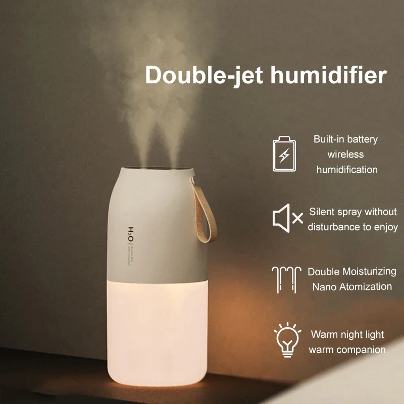 Air Humidifier Portable Double Mist 300ml Cold Mist Diffuser 2000mAh Humidifier Car Air Purifier USB Mini Air Freshener Gift New 4
