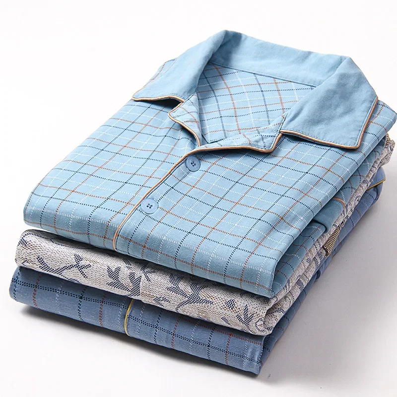 Man Pajamas Set Men's Pure Cotton Long Sleeve Long Pants Autumn/winter Homewear