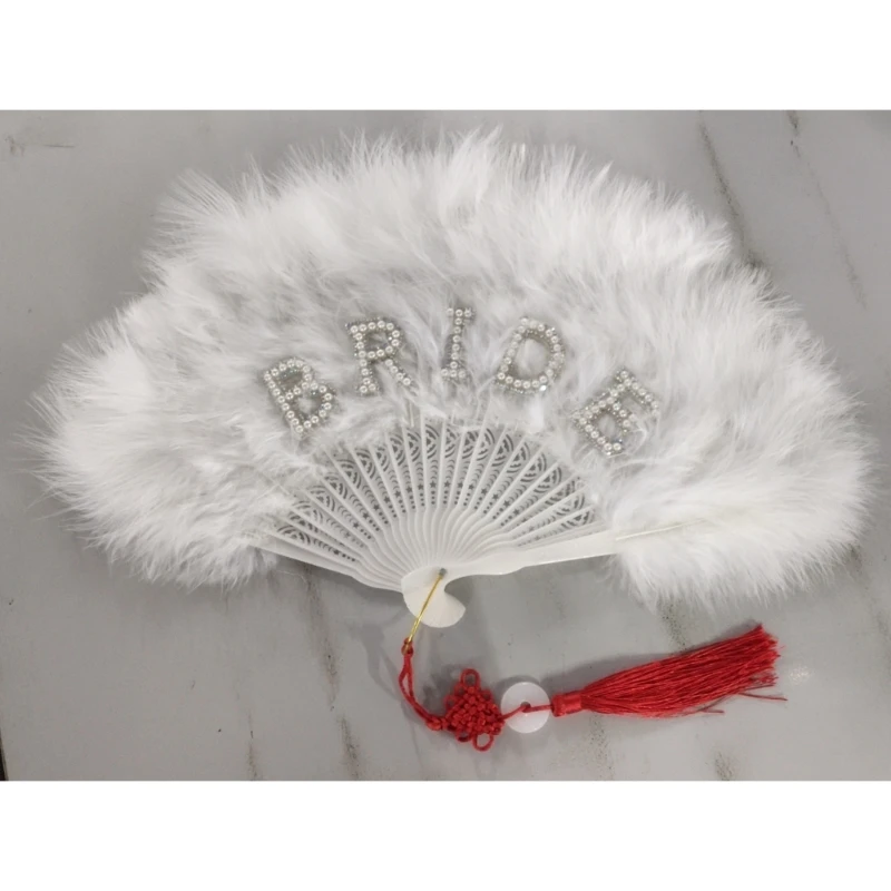 

Hand Fan Vintage Feathers Bridal Plumage Fan Folding Fan Handheld Flapper Fan
