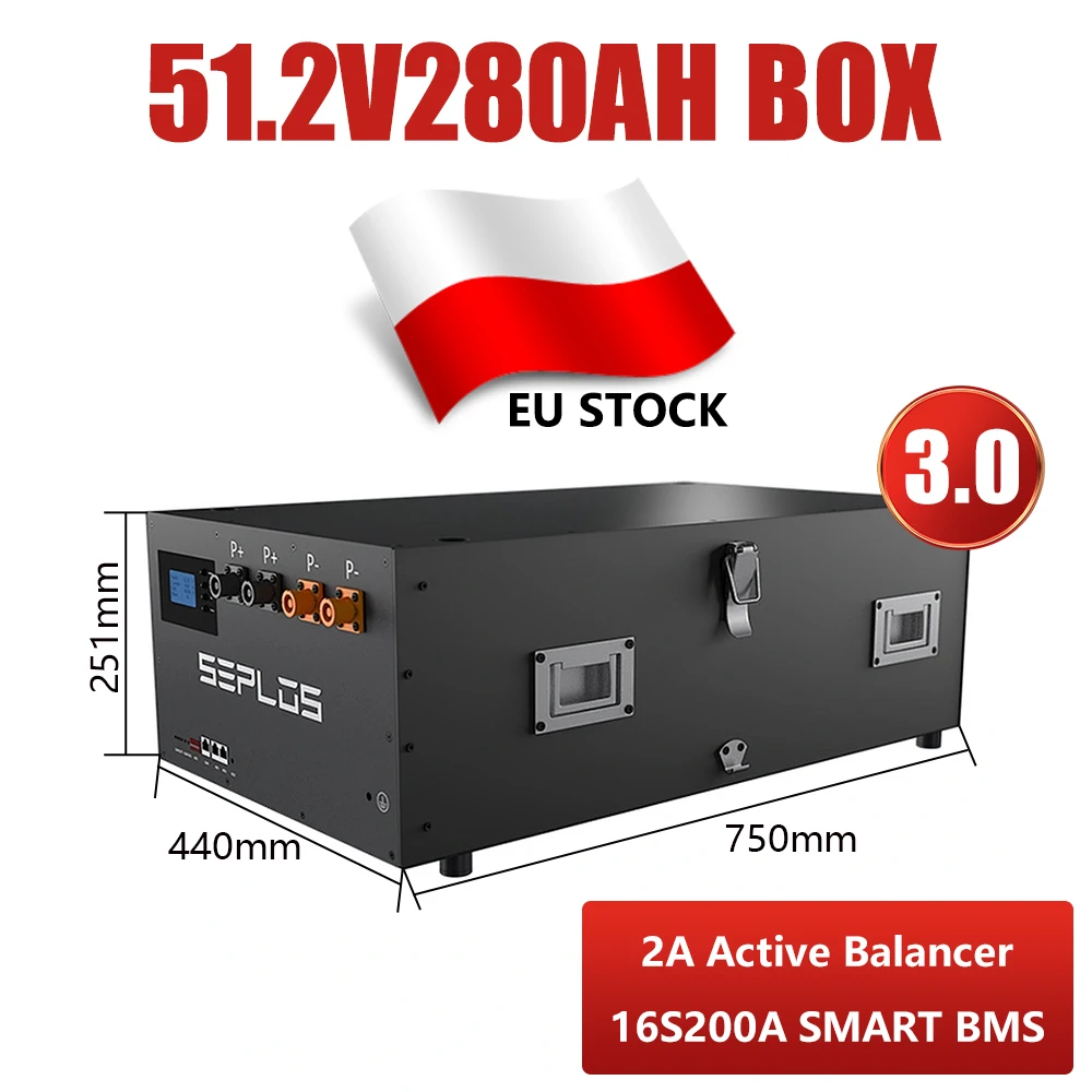 폴란드 세플로스 V3 V4 JK BMS 배터리 박스 12V 48V 105AH 280AH 304AH 314AH DIY 키트 15kWh 16kWh 태양광 시스템용 VAT 무료 EU DDP