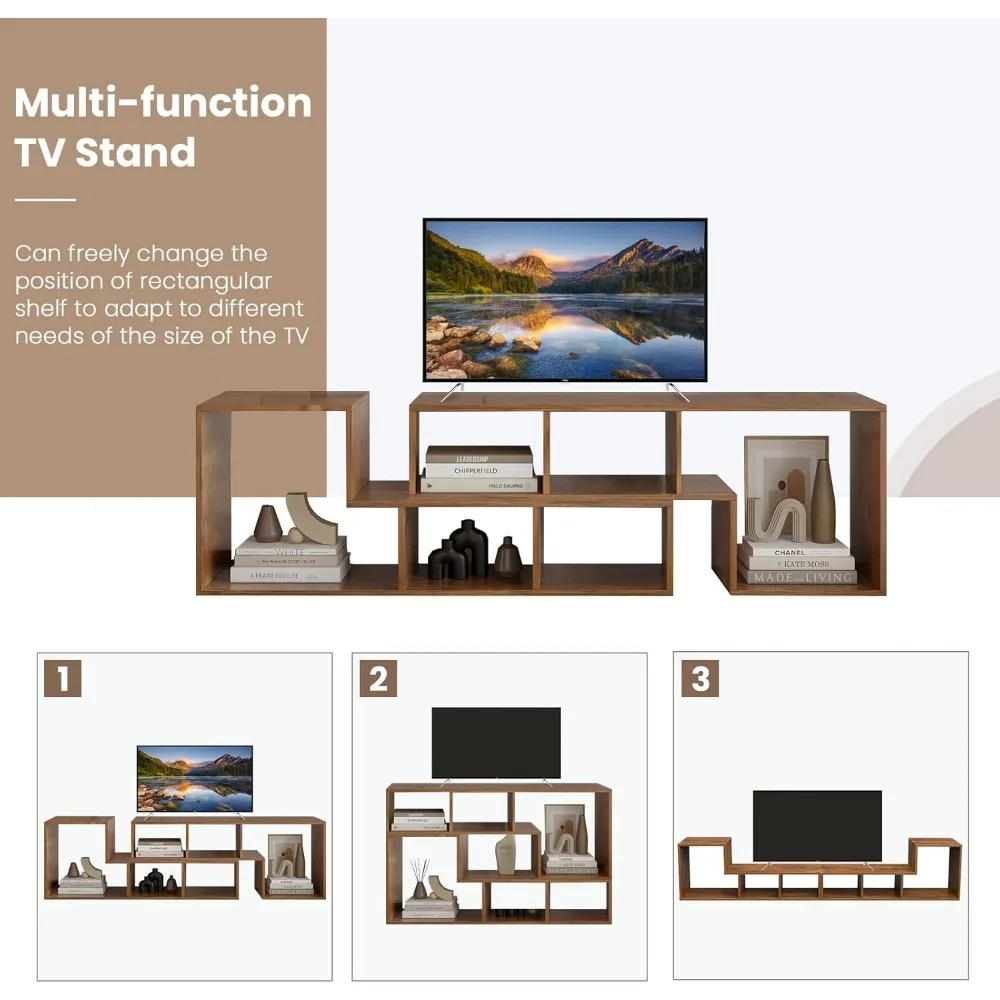 Cube Bookshelf 2 Shelf Bookcase L-Shaped TV Console Stand Modern Entertainment Center with Open Storage Shelves 4