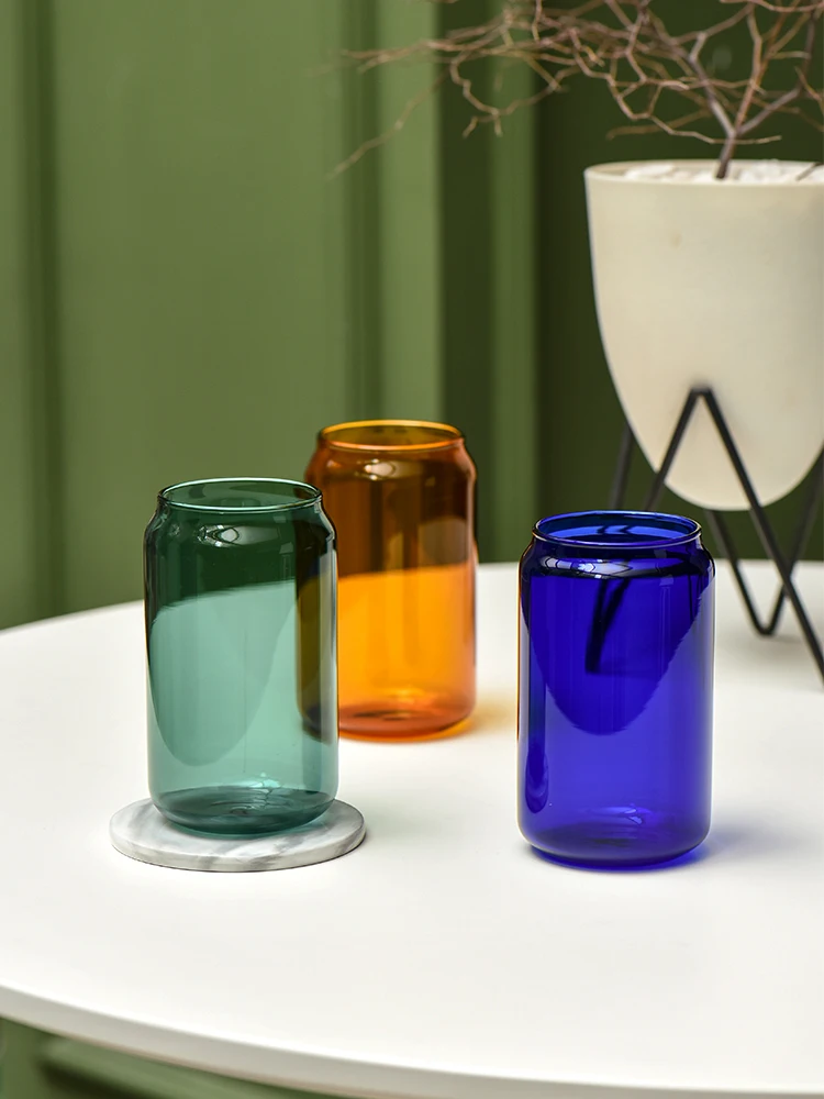 AhunderJiaz-Nordic Style Colorful Glass Mug High Borosilicate Heat-Resistant Material Coke Drinking Cups Home Decoration