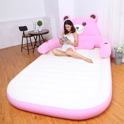 Cama inflable de oso, cama de aire doble para el hogar, colchón inflable al aire libre para el almuerzo de dibujos animados, muebles portátiles para el hogar