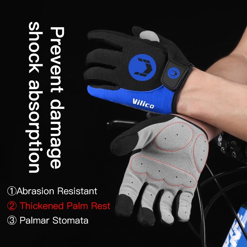 Kyncilor Outdoor Bicycle Anti slip and Sweatproof Long Finger Gloves Breathable and Shock Absorbent Sports Mountain Bike Gloves 6