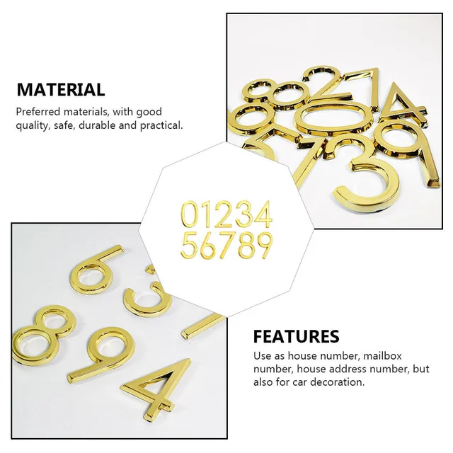 10 Digitális Számú Postafiók Reflektív Matrica Arany Ház Folyosó Jelzőtábla Szálloda Ajtó Abs Cím Levél Táblája - Image 4