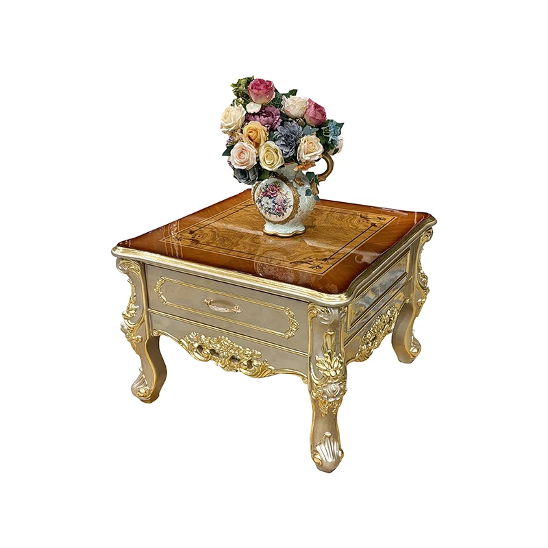 French Small Coffee Table European Solid Wood Small Coffee Table Palace Luxury Living Room With Drawer