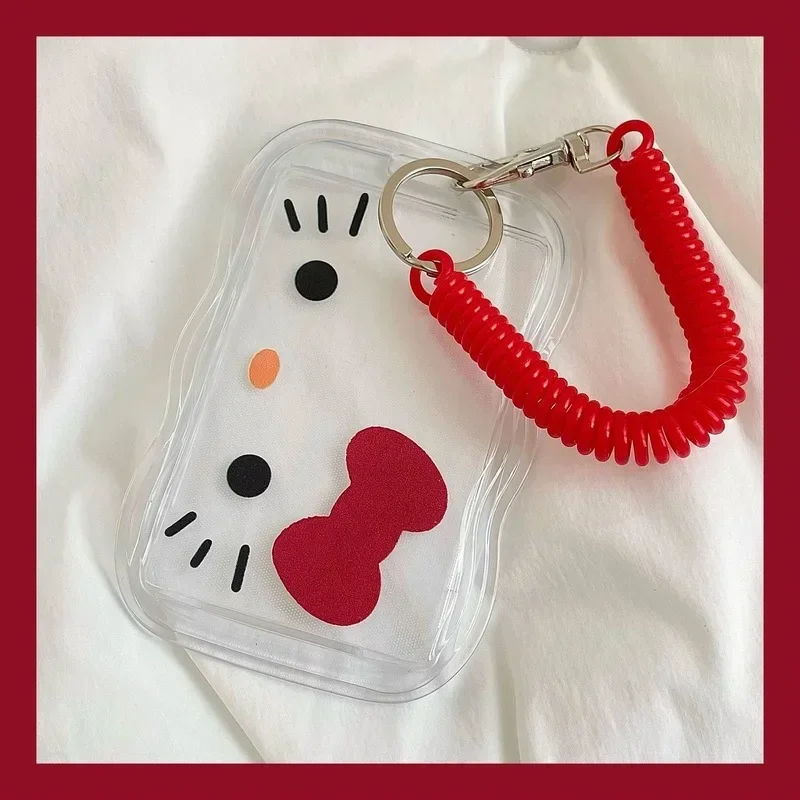 Card Holder Kawaii Cartoon Hello Kitty Cute KT Cat ID Card Student Girls Keychain Bus Gifts