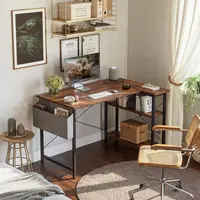 L Shaped Desk, 40 Computer Desk with Reversible Storage Shelves Home Office Corner Desk Study Writing Gaming Table, Brown 2