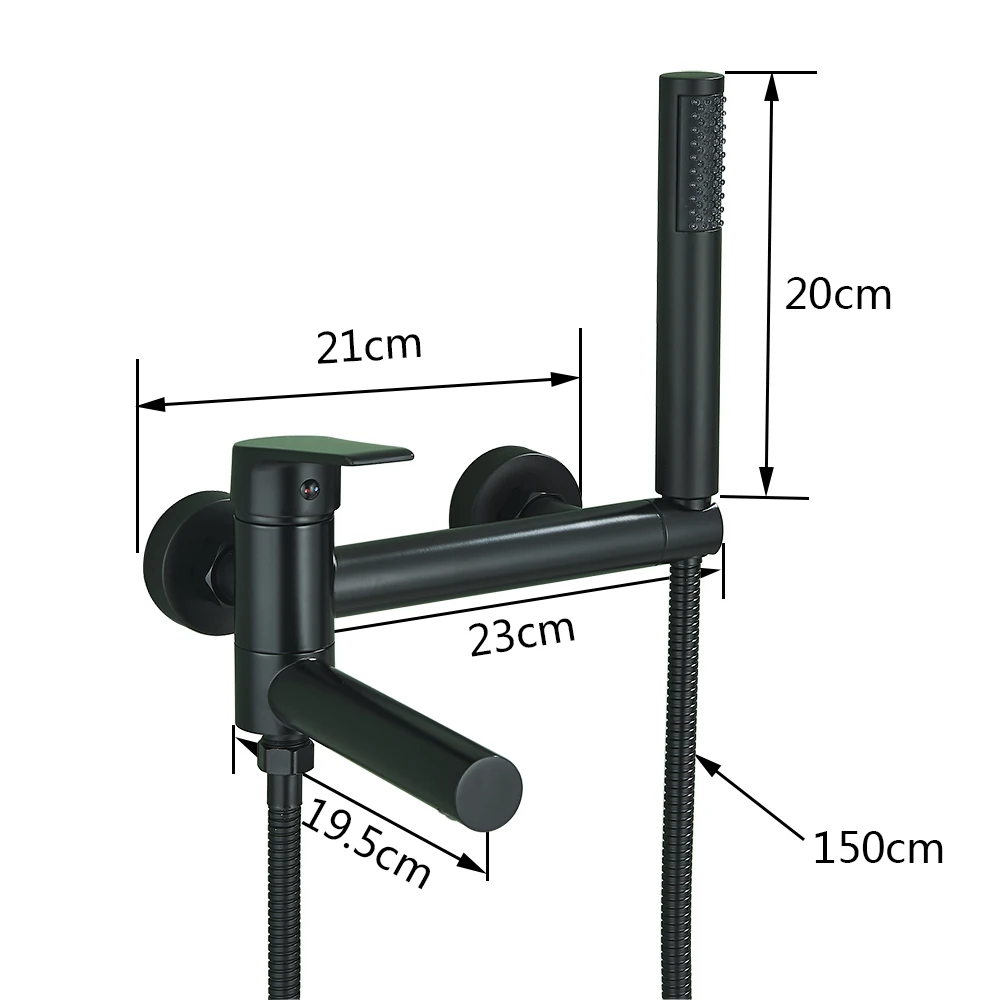 Senlesen Black Bathtub Faucet Wall Mount Bath Shower Set Bathroom Faucets With Handshower Hot Cold Mixer Tap Crane Shower System 2