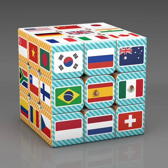 3x3x3 Magic Puzzle Cube Printing National Flag Pattern Packing Cubo Children's Gifts Educational Fidget Speed Cube Toys For Kids 1