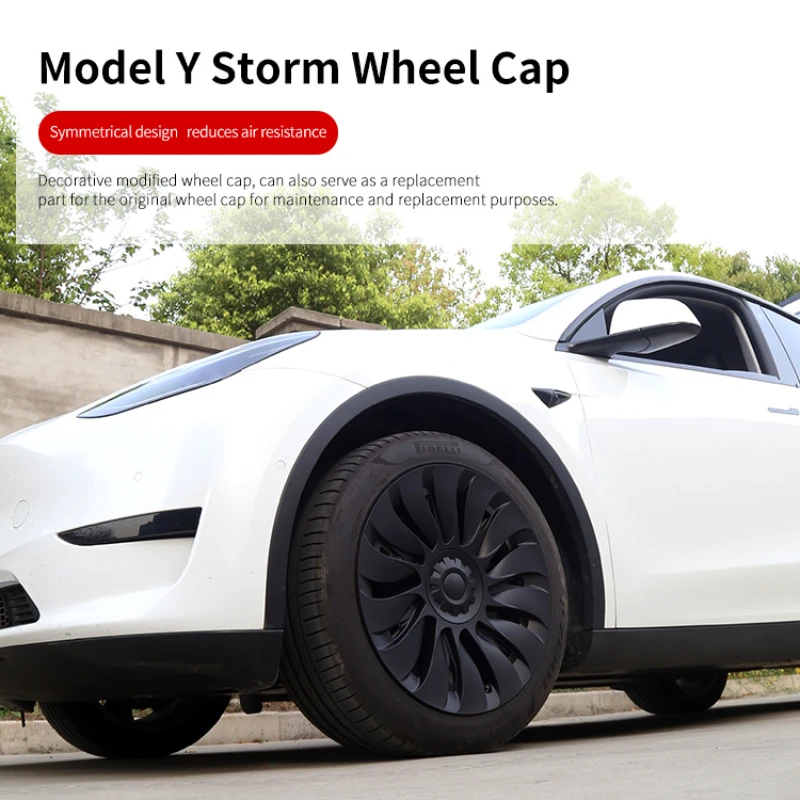 

4PCS HubCap for Tesla Model Y Full Coverage Blade Wheel Cover Cap 19 Inches Hubcaps Automobile Replacement Accessories