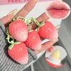 1pc Strawberry Keychain Warming Lip Balm Long Lasting Natural Pink Lipstick Tint Color Changing Lipstick Fruity Lips Care Makeup 2