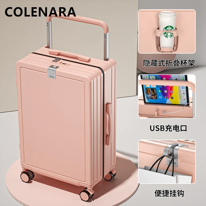 

COLENARA 26 Inch Suitcase Ladies Multifunctional Boarding Box 24 Men's Large-capacity Trolley Case USB Charging 20 Cabin Luggage
