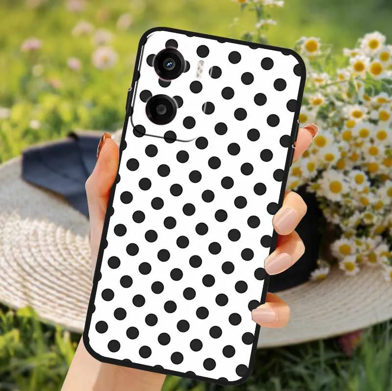 Polka Dots Black TPU Bumper Phone Case Cover