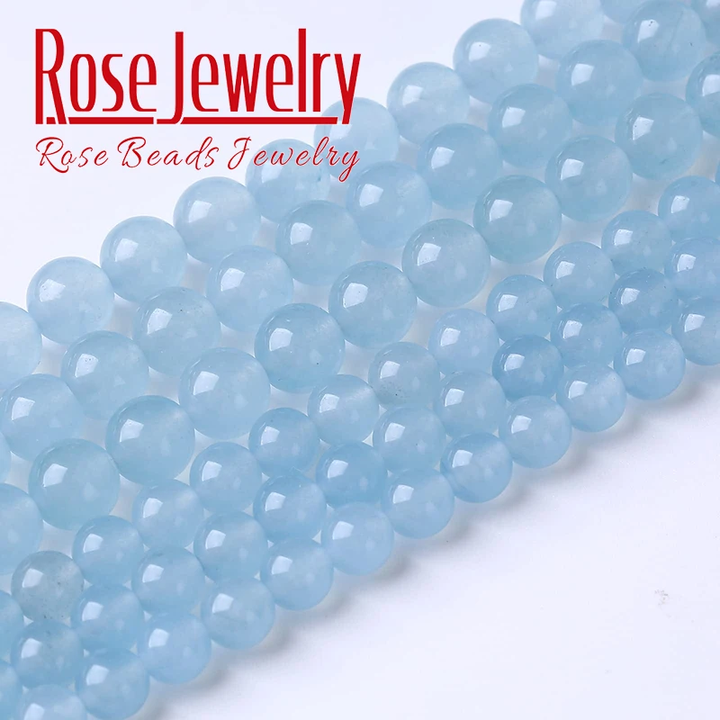

Natural Aquamarine Blue Chalcedony Beads For Jewelry Making Energy Healing Stone Beads DIY Bracelets Necklaces 4 6 8 10 12mm 15"