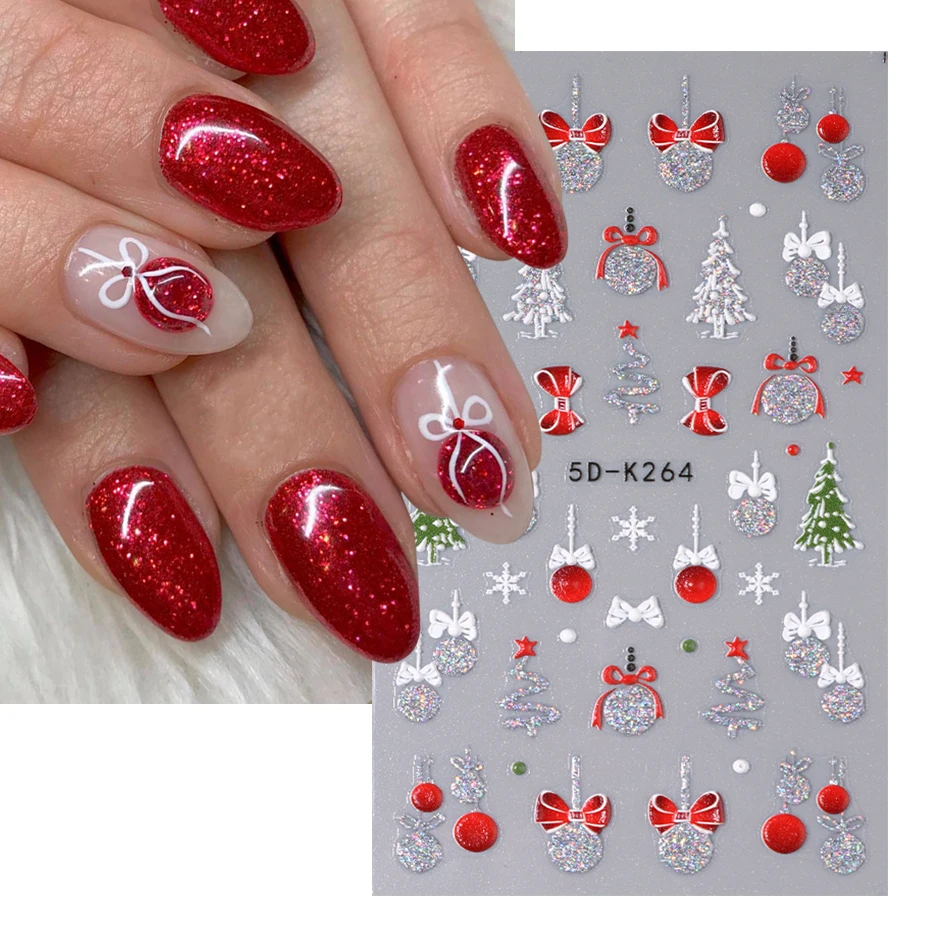 Description Picture 3 of item4pcs 5D Cute Christmas Snowman Nails Decals Winter Snowflake Santa Claus Snow Nail Stickers Slider Decoration Embossed Manicure