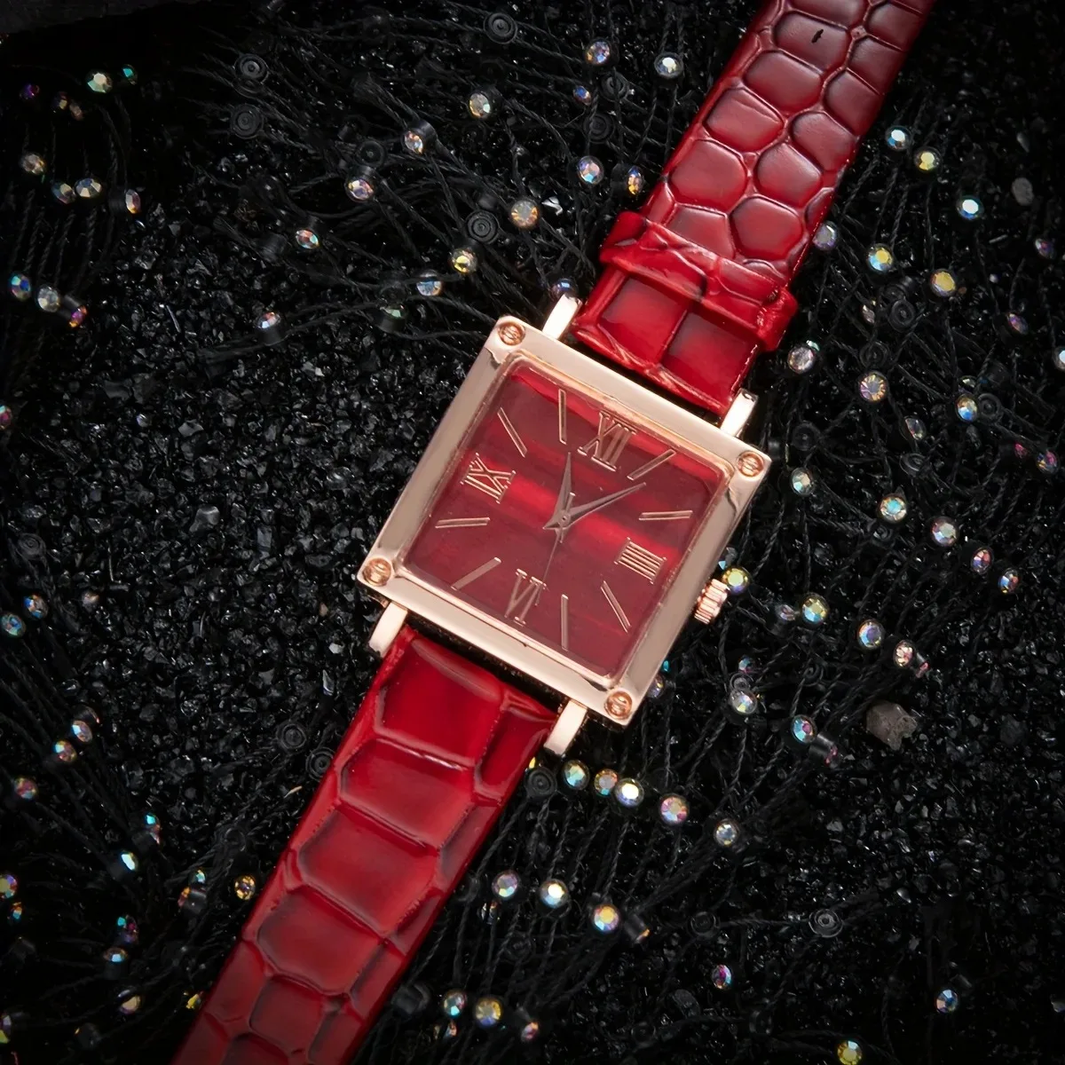 1pc Fashionable and Minimalist Women's Square Belt Quartz Watch New Popular Retro High-end Roman Watch