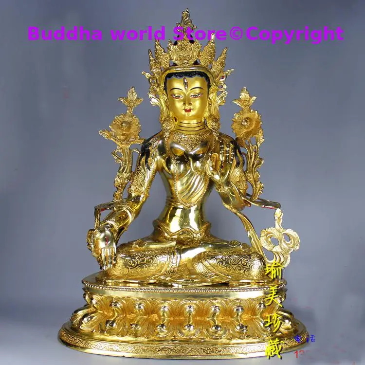 

46CM huge large GOOD buddha Buddhist HOME Temple Nepal Tibet Buddhism gold gilding safe GOOD LUCK White Tara buddha brass statue