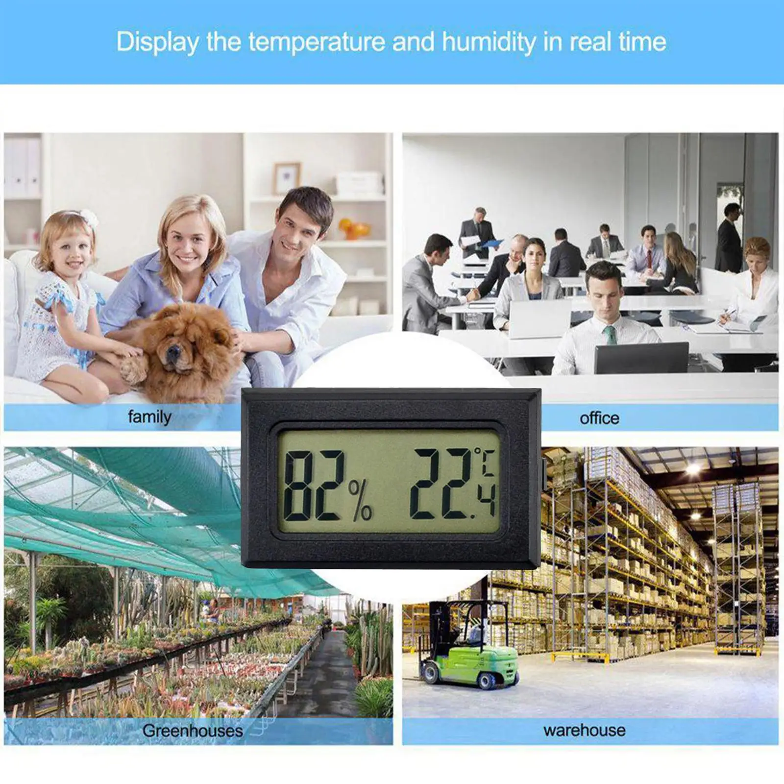 Mini Digital Embedded Temperature Humidity Meter LCD Indoor Convenient Temperature Sensor Left And Right Screens 50~110 Degree 5