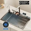 304 Stainless Steel Sink Thickened Large Single Slot Multifunctional Digital Display Honeycomb Embossed Vegetable Washing Basin 1