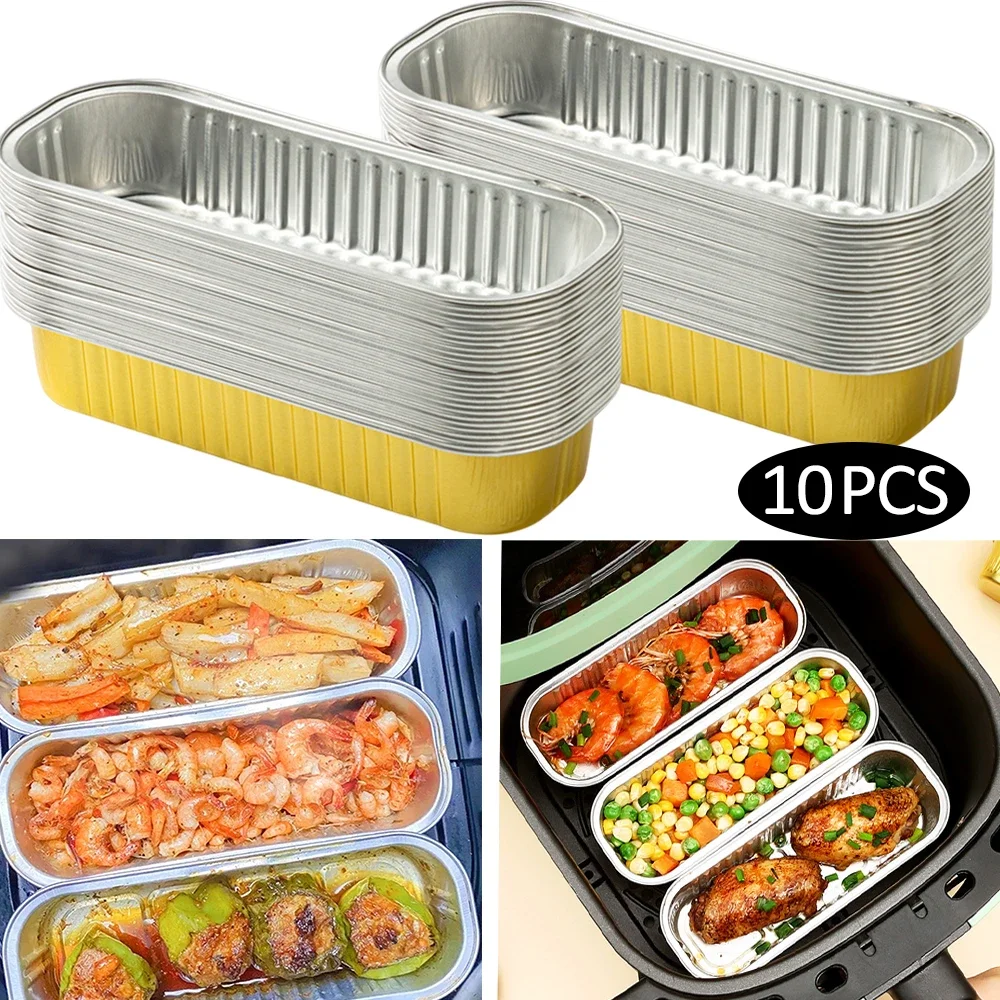 5/10Pcs Mini Loaf Baking Pan Aluminum Foil Rectangle Cupcake Mold Tray Disposable Food Container for Oven Baking Roasting Dishes