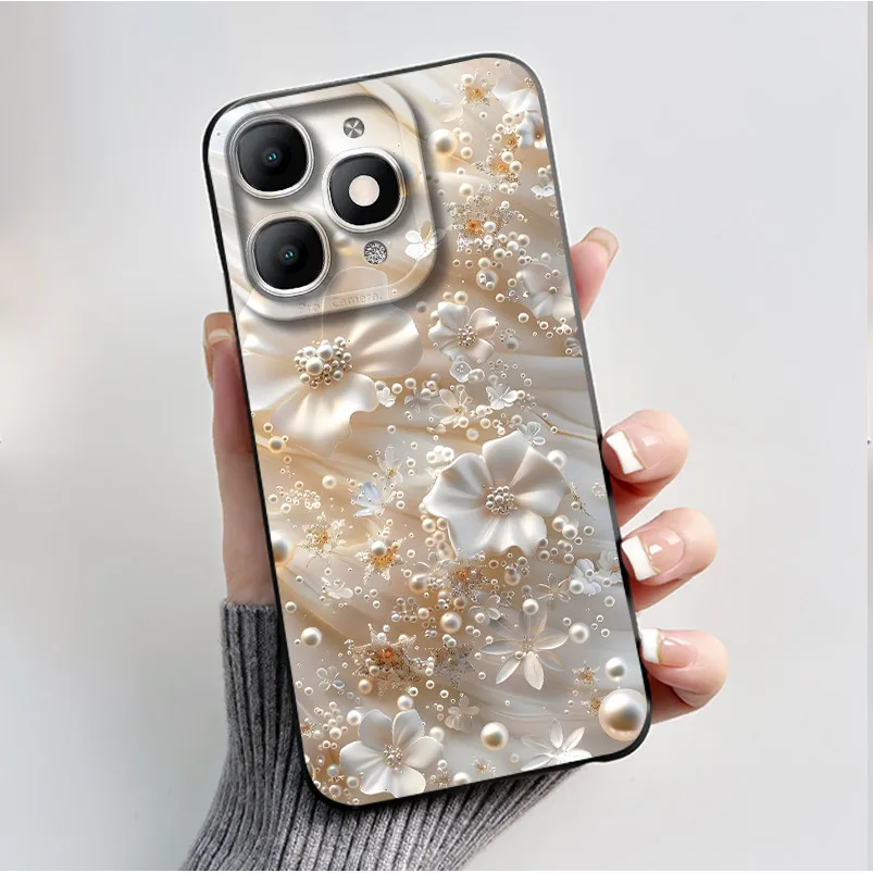 Luxury Fashion Black Soft TPU Silicone Case with Floral and Butterfly Design