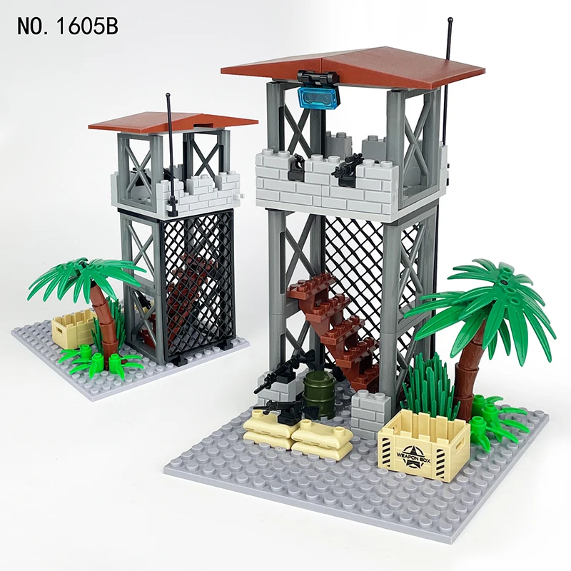 

Military Moc Series Island Watchtower Small Military Base Building Blocks Bricks Toys Gifts