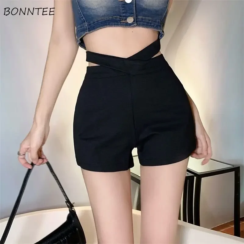 

Shorts Women Solid Hollow Out Sexy Basics Vintage All-match Daily Streetwear Ladies Delicate Cozy Cool Spring Korean Style New