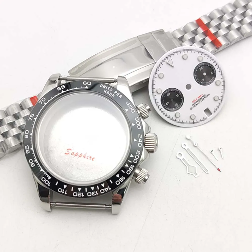 Watch Case Men's Quartz Watch Set 40 mm Stainless Steel Water-Resistant Case Calibre VK64 New Dial Matching Bracelet