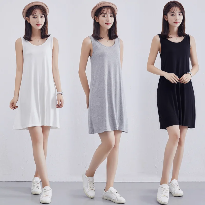 

2024 Summer New Hanging Dress Korean Edition Fashion Women's Travel High Quality Lightweight Sleeveless Tank Top Dress Large