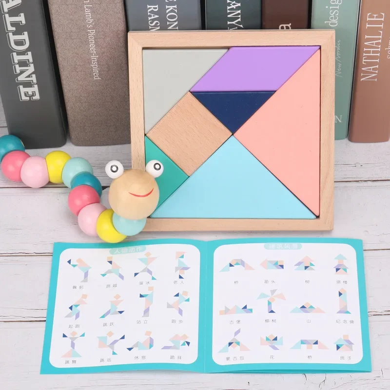 Wooden Blocks Baby Educational Toy Montessori 3D Toys Childhood Learning Kids Colorful Wooden Blocks for Children Christmas Gift