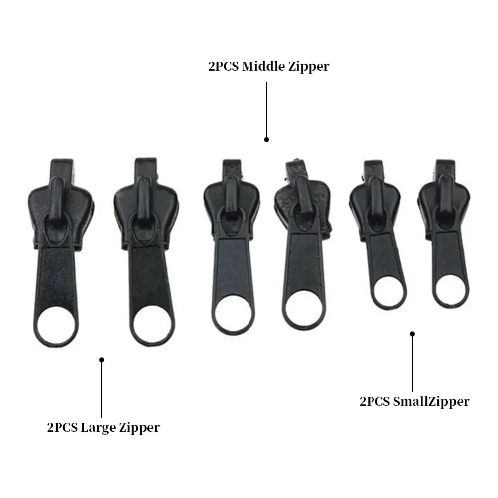 6pcs Instant Zipper Universal Instant Fix Zipper Repair Kit Replacement Zip Slider Teeth Rescue New Design Sew Pull