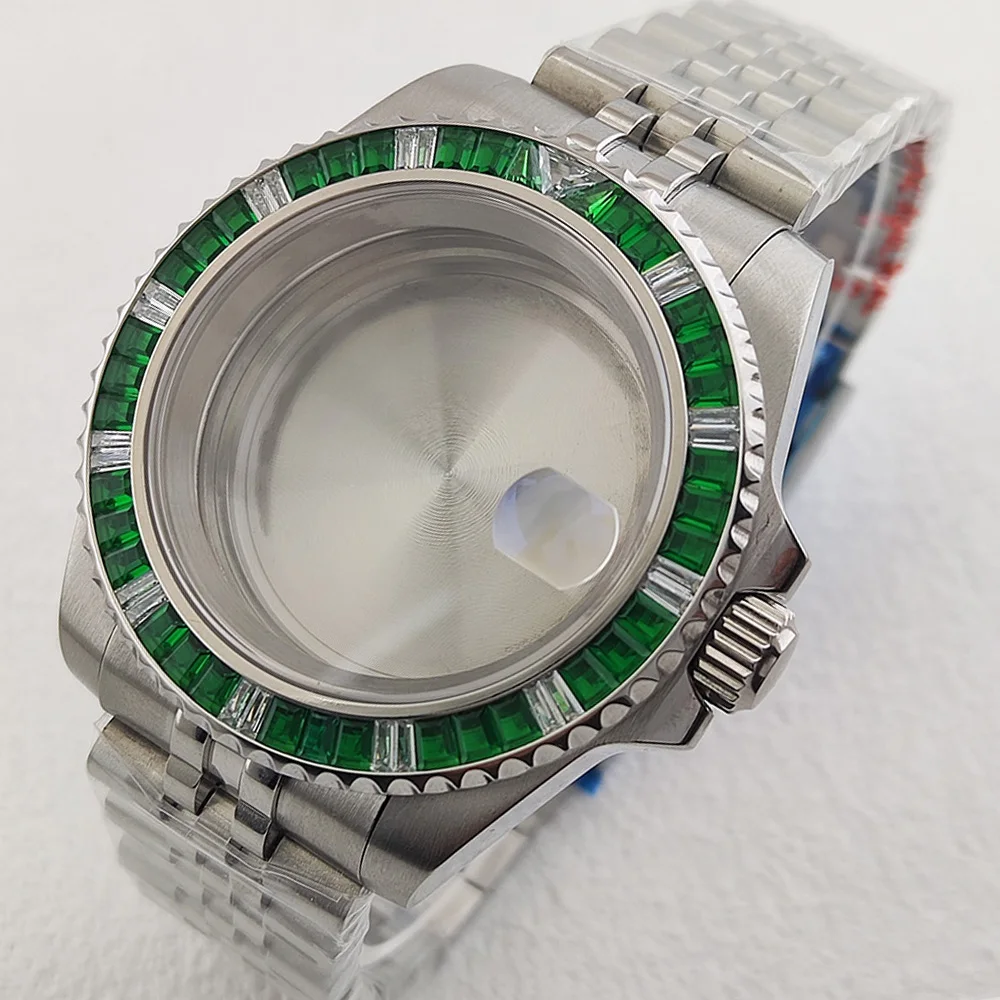 

41 мм NH35 Φ с юбилейным цветным алмазным инкрустированным плоским увеличенным стеклом из нержавеющей стали и сапфировым стеклом Φ подходит для движения NH35/36