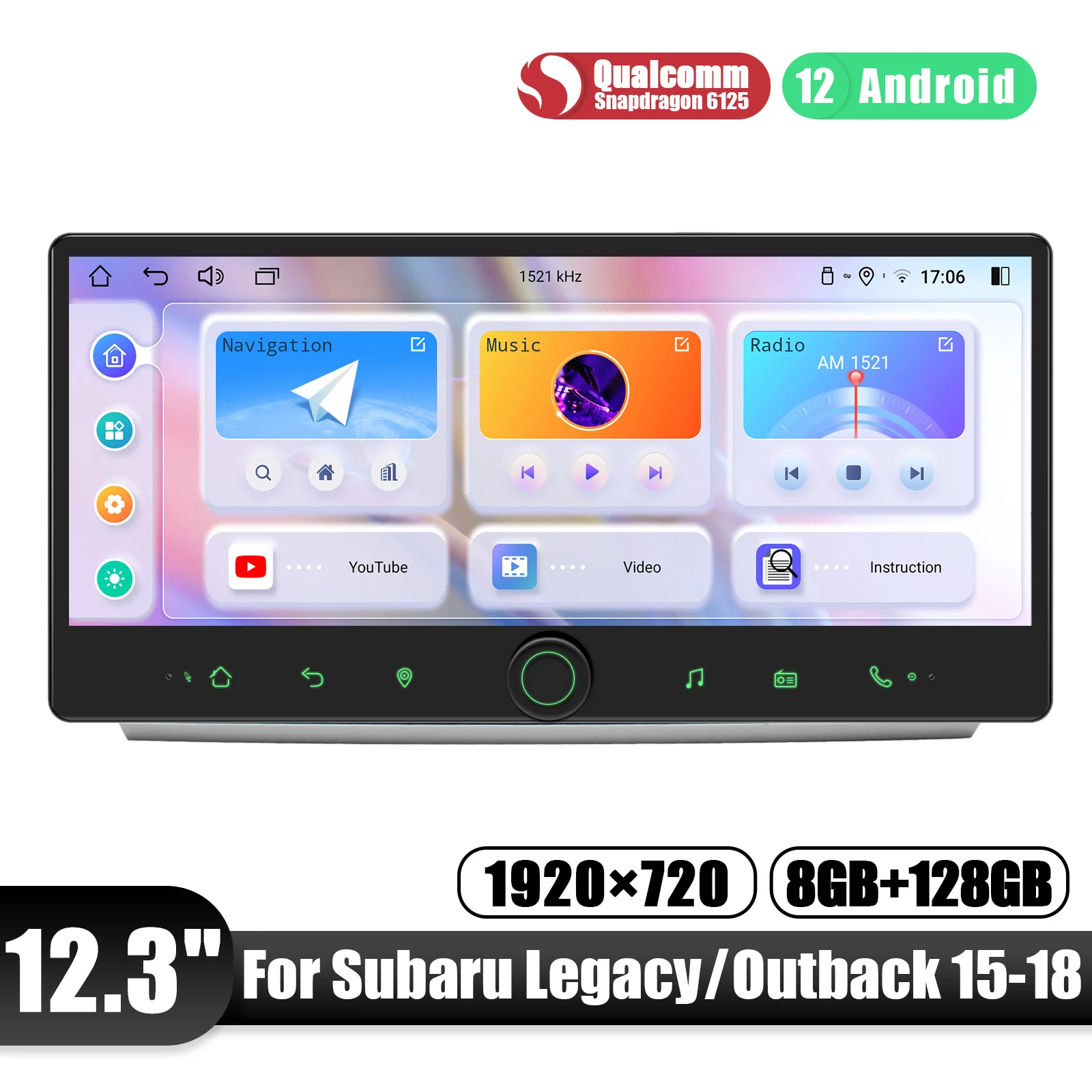 

JOYING 12.3" 8G 128G Car Multimedia Player Head Unit Car Stereo For Subaru Legacy Outback 2015-2018 With Carplay Android Auto