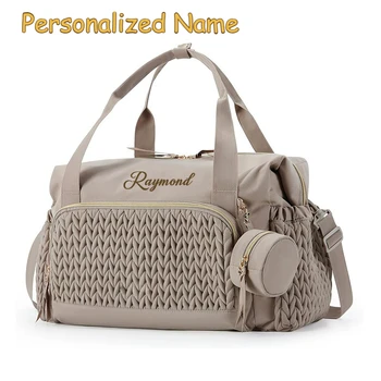 Borsa per pannolini per mamma con nome personalizzato Organizzatore per passeggino Borsa per maternità di grande capacità con fasciatoio tascabile isolato
