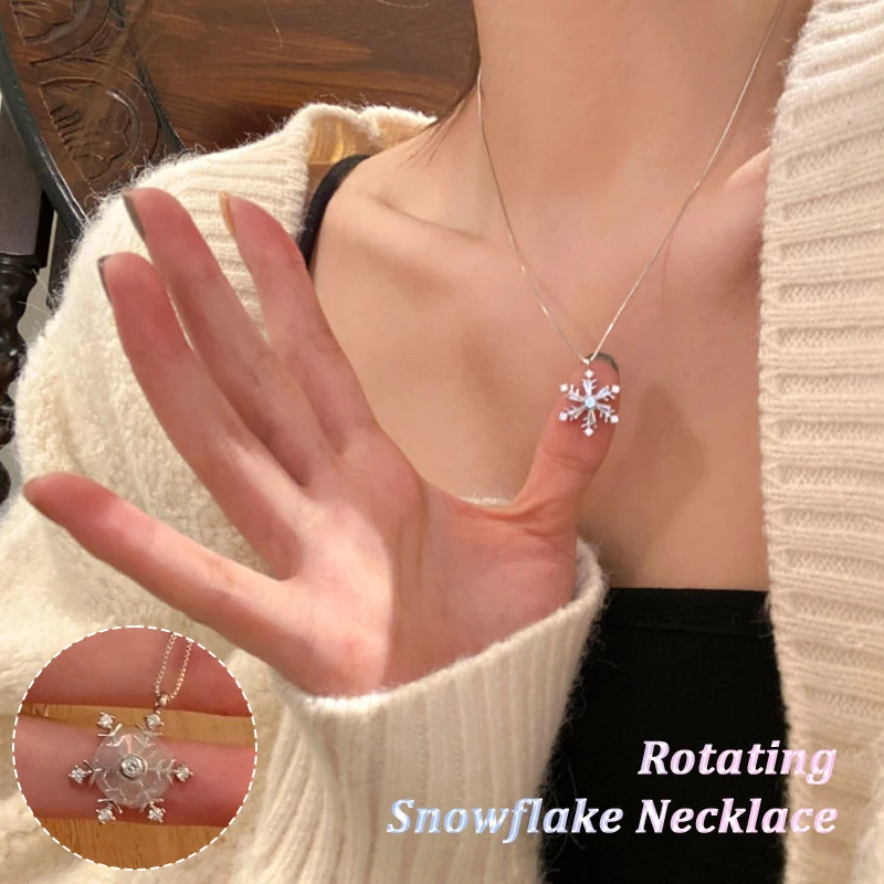 

Rotating Snowflake Necklace Creative Clavicle Chain Fashion Women Snowflake Pendant Female Jewelry Accessories Gifts