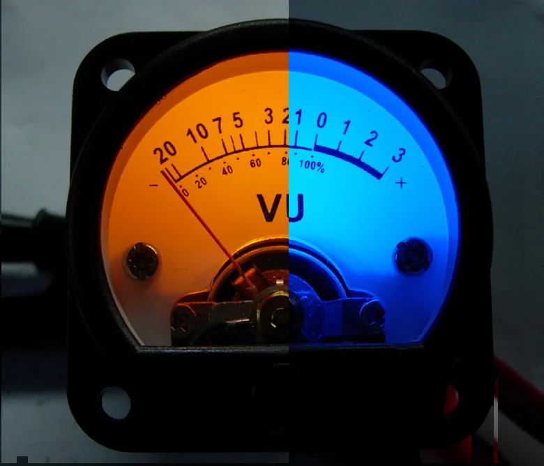 

Миксер VU Meter уровень указатель дБ метр двухцветная подсветка теплый желтый и Озерный синий 45 мм Открытие