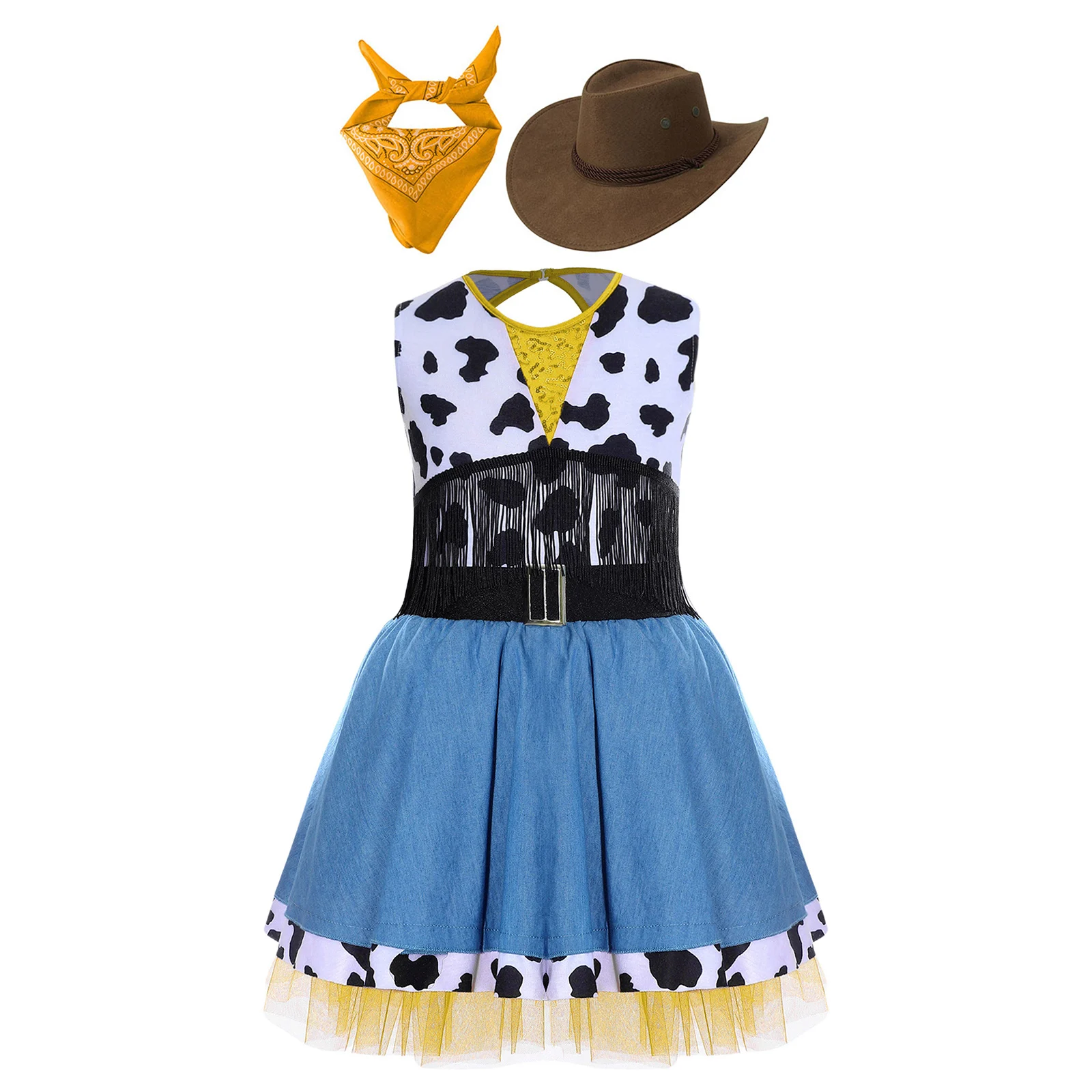 Wild West Cowgirl Cosplay Costume Set Cowboy Halloween Carnival Cosplay Dress Up Outfit Festival Dance Party Stage Performance