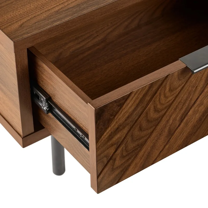 Wyatt Geo Modern Rectangular Wood Coffee Table with Storage, Walnut Brown 6