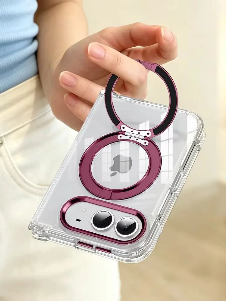 Premium Transparent MagSafe Phone Case with Rotating Magnetic Holder