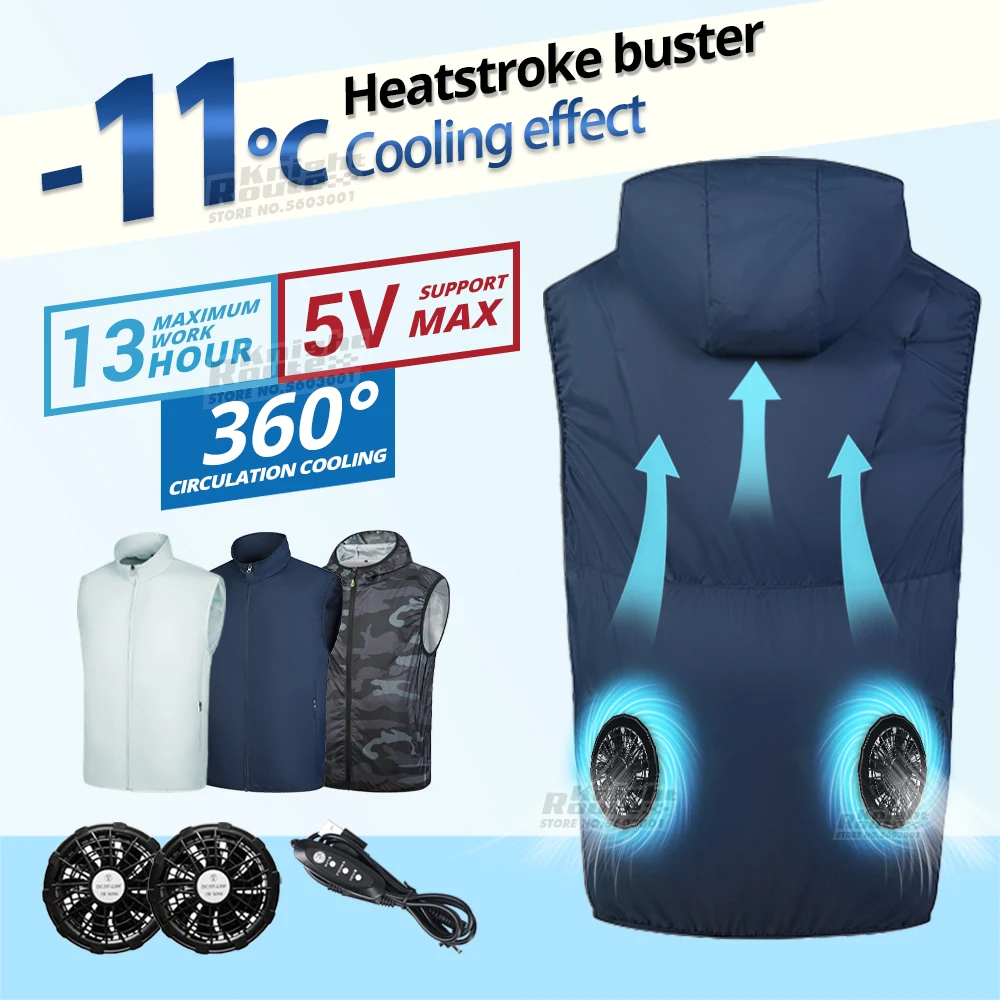 2024 Motorcycle Jackets Cool Vest Wearable Cooling Fan Vest Air-conditioned Clothes Hiking Cooling 13Hours for Work Fishing Vest