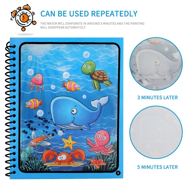 Magical Book Water Coloring Books Drawing Cartoons Books with Doodle Pen  Painting Board Gift for Kids Early EducationToys 4