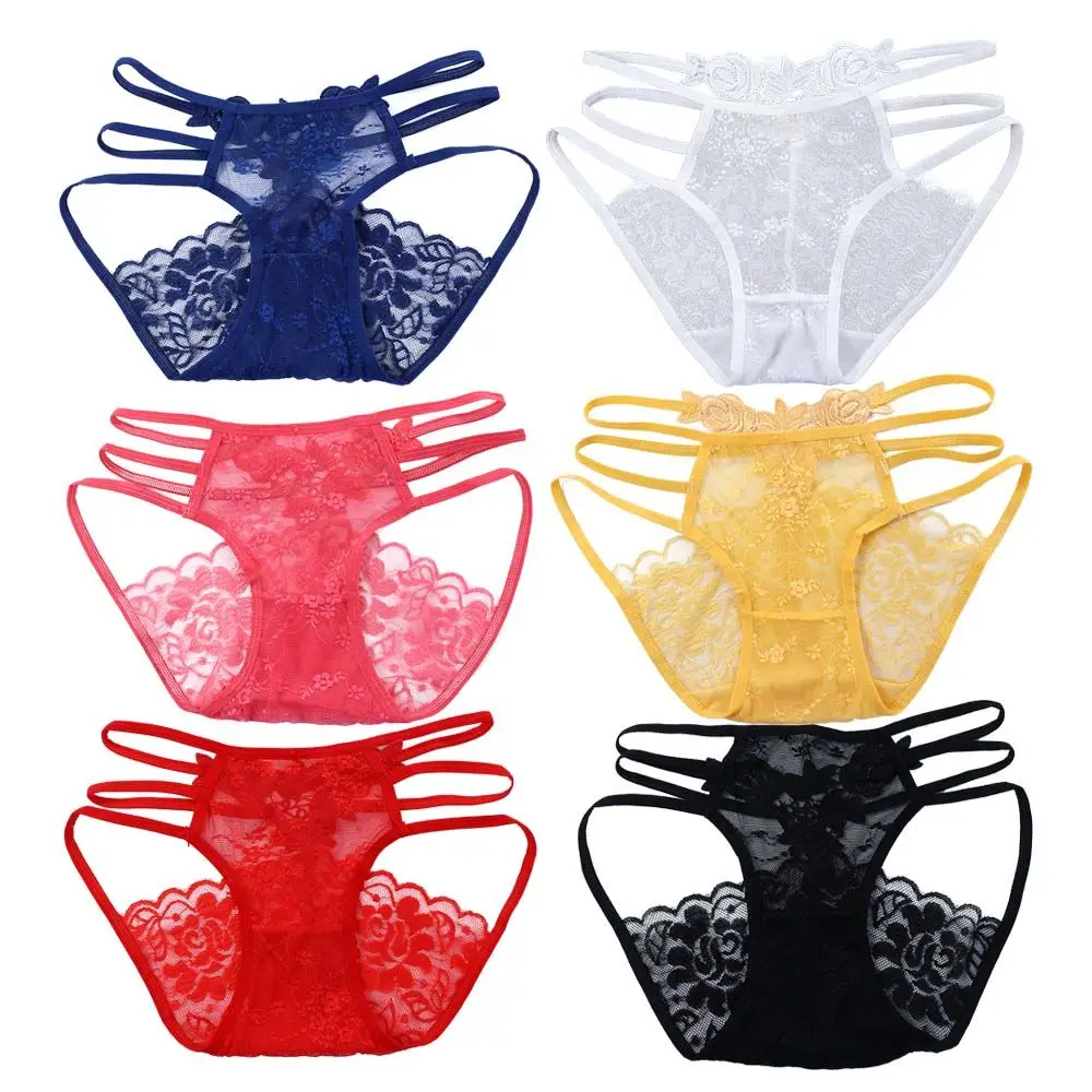 

French Elastic Traceless Hollowed Out Breathable Bandage Lace Panties Low Waist Briefs Women's Underwear Sexy Underwear