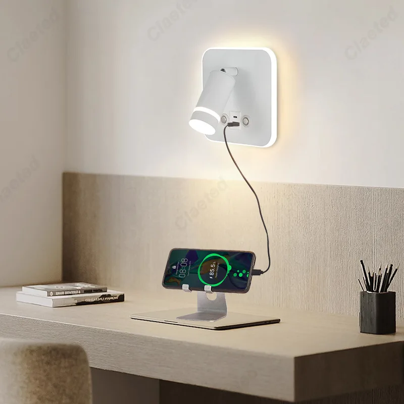 Led light, led wall lamp, wall light, led reading light New Nordic Minimalist Wall Lamp Hotel Interior LED Reading Light Corridor Bedroom USB Charging Bedside Decorate Wall Lamp