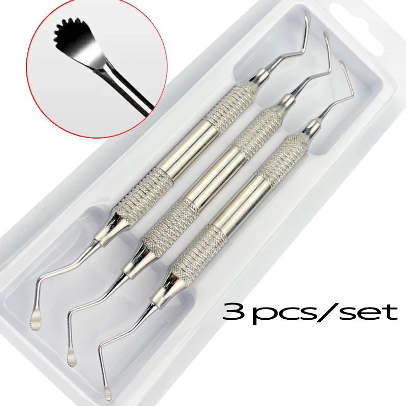 

3Pcs Dental Periodontal Bone Curette Implant Instrument Tool Stainless Steel Dental Chisel Curette Dentistry Material Tools