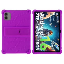 Tabwee T50 Tablet Case - Soft Silicone Adjustable Stand Protective Cover, 11 - Inch (PURPLE)