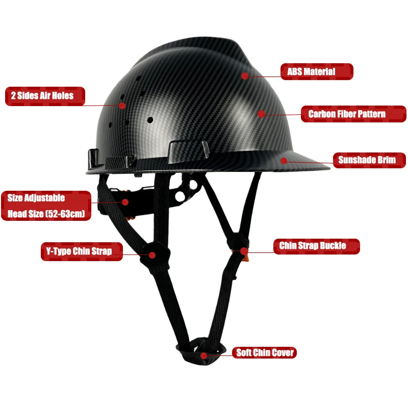 Carbon Fiber Color Work Safety Helmet With Vents ABS Industrial Head Protection Construction Hard Hat CE EN397 Standard safety helmet